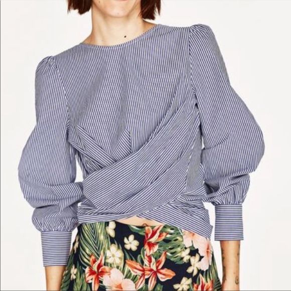 ZARA Wrap blouse with backless bow back - Picture 4 of 9